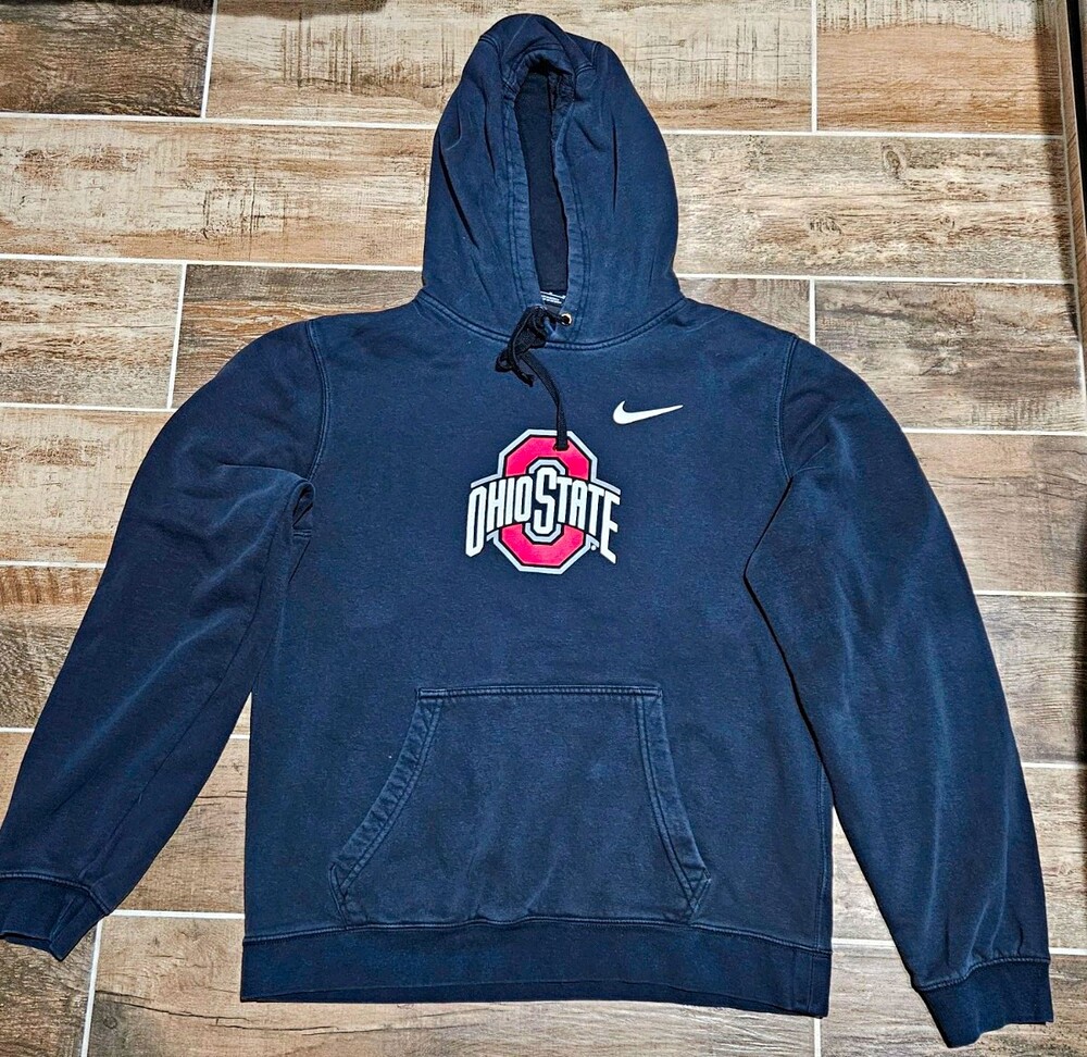 Nike Ohio State Buckeyes Hoodie Men's M Black Center Swoosh Pullover Vintage.